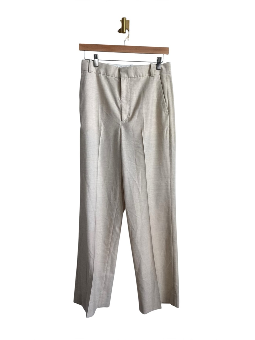 L'Academie Ivanna Straight Leg Trouser Pants Beige Size Small